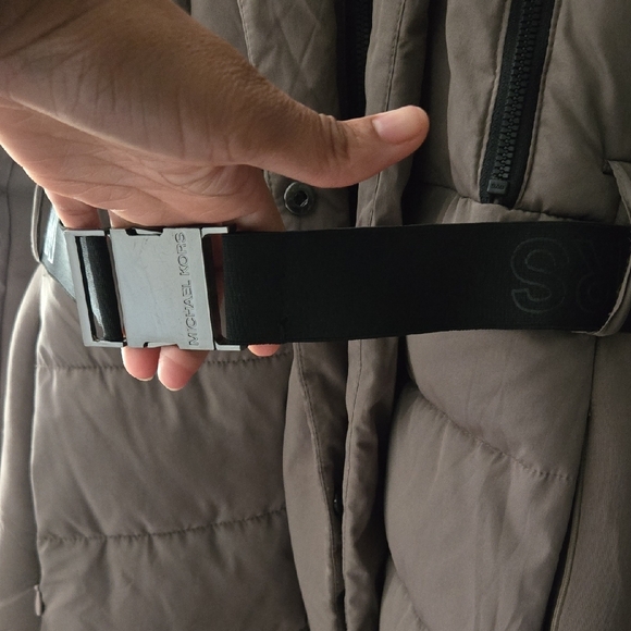 Michael Kors Khaki Puffer Coat with Fur Hood - Picture 3 of 15